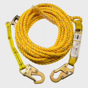 Guardian Fall Protection 11326 VLA-130 3 Strand White Polydac Assembly with Shock Pack Positioning Device 130-Foot and 18 Inch Extension Lanyard 